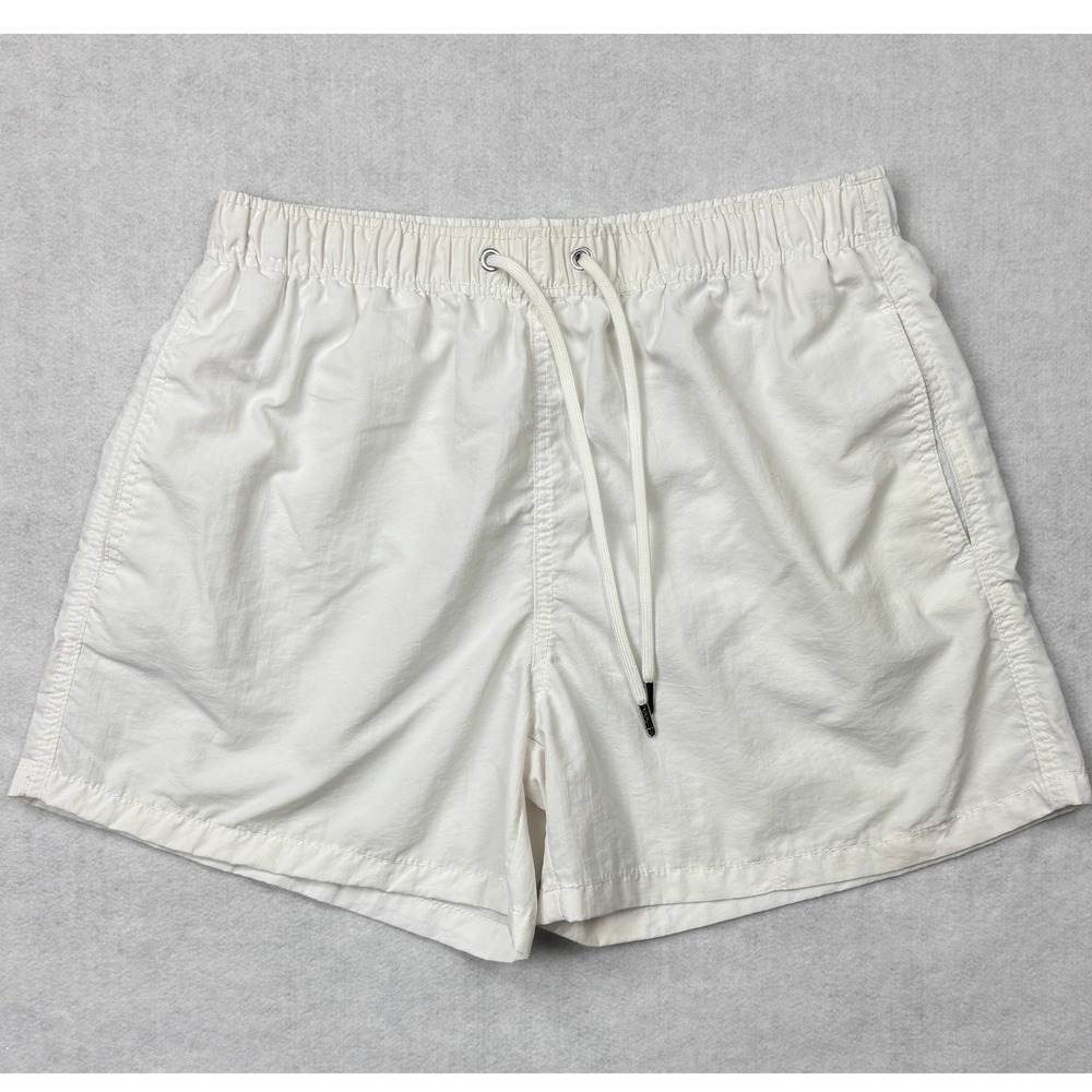 Zara Man White Swim Shorts Drawstring Mesh Lined Pockets Size M 8574/406/250/M